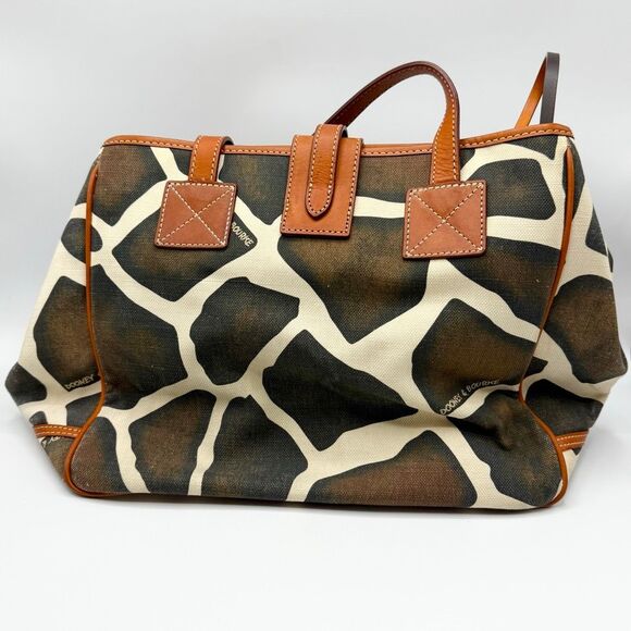 Dooney & Bourke Vintage VTG Canvas Leather Shoulder Giraffe Print Tote Bag - Picture 6 of 16